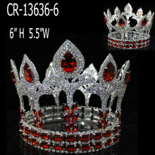 Rhinestone Red Crystal Full Round Pageant Crowns Queen