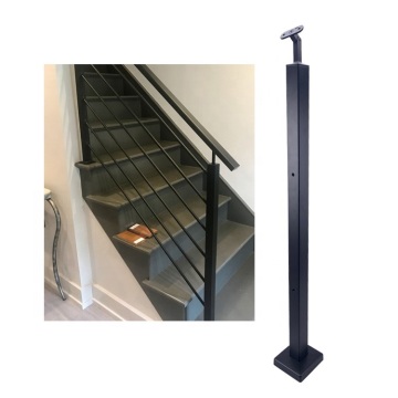 Deluxe decorative matte black stair glass railing design