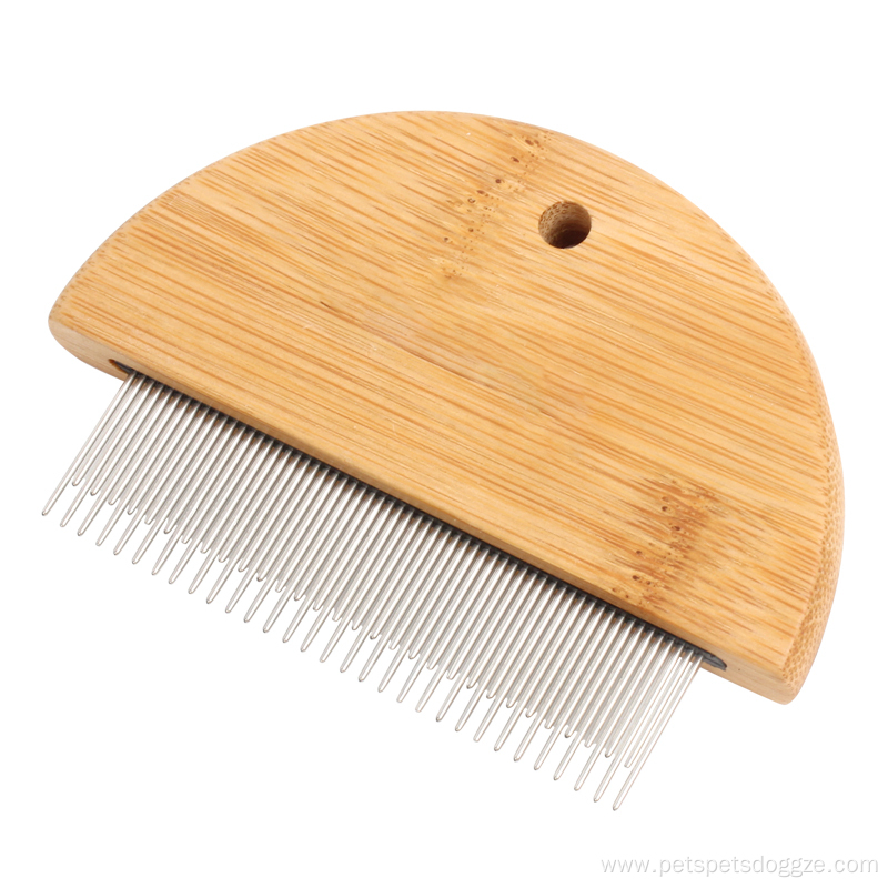 Bamboo Wooden Pet Metal Needle Hair Comb Cat