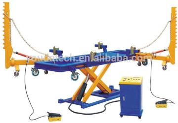 Double portable pulling tower car bench, straightening frame bench