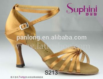 China Manufacturers Dancing Shoes , Ladies Latin Shoes Nude Tan