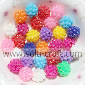 10MM Fashion Colorful Acrylic Metallic Berry Beads For Jewelry