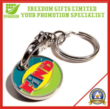 Promotional Enameled Logo Trolley Coin Keychain