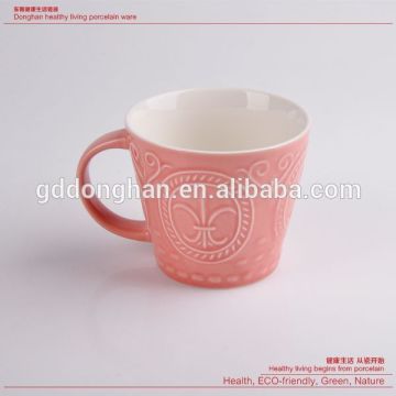 orange color high quality ceramic engrave mug