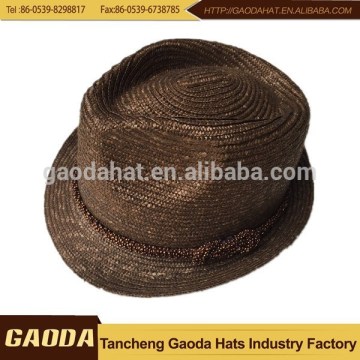 Best Selling Wheat Straw Fedora Hats In Coffee Color