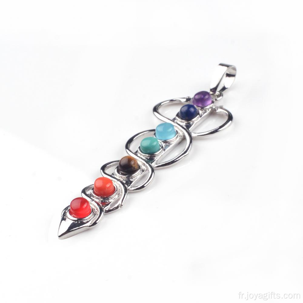 Perles de 7 chakras Reiki guérison Gemstone pendentif Yoga équilibre collier