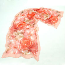 Ladies Chiffon Scarves Jorjet Sheer Silk Scarf Flower Digital Printed
