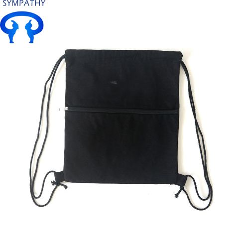 Custom solid-colored drawstring pocket backpack