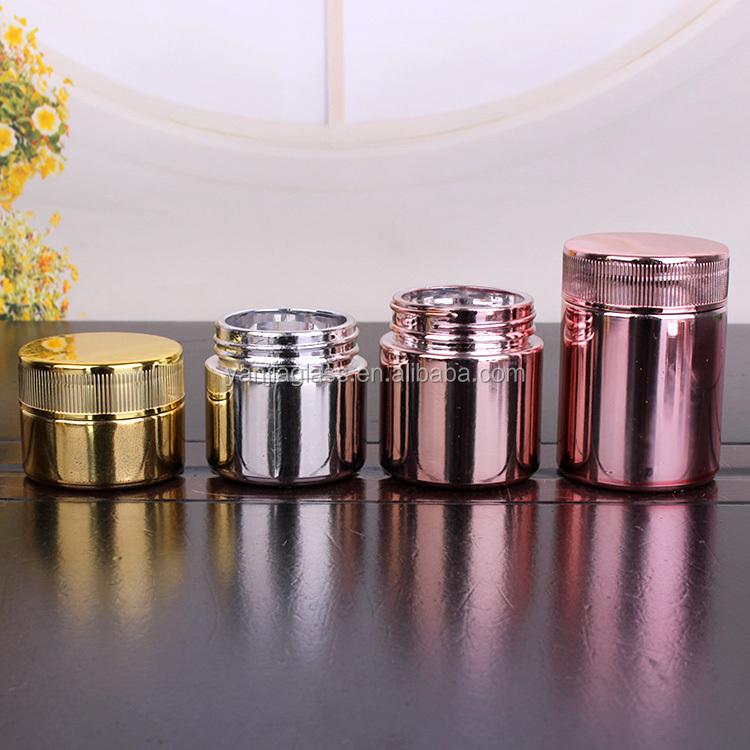 Electroplating 40ml 80ml 90ml 110ml empty child resistant glass storage container jars with lid