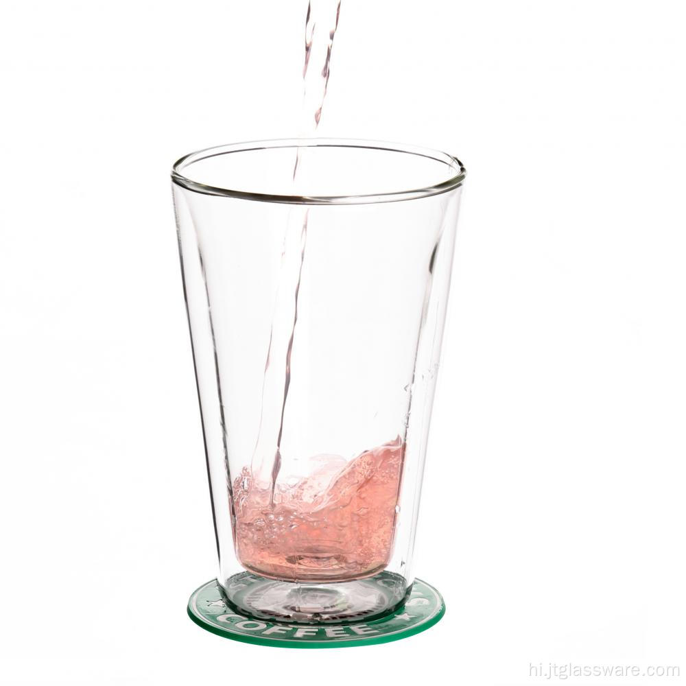 पानी के लिए डबल वॉल थर्मल ग्लास कप