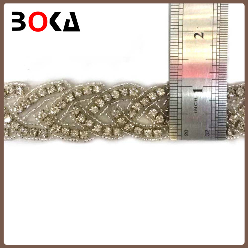 BOKA high quality rhinestone tulle lace trim, bridal wedding rhinestone lace