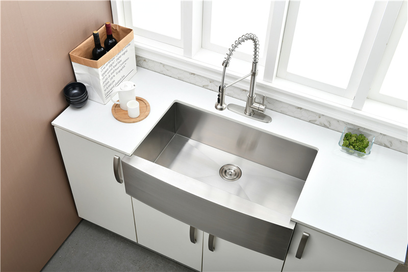 apron front stainless steel kitchen sink with single bowl