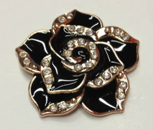 Flower Rhinestone Shoe Clips with Black Glaze Filled