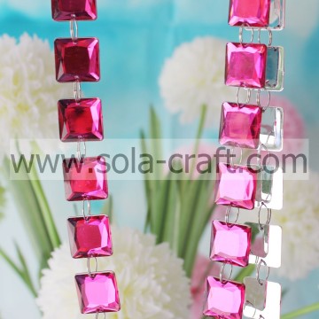 Transparent Rose Color 19MM Plastic Cube Bead Garland For Christmas Decorations