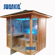 Swankia Red Cedar Wooden Tradition Steam Sauna Room for 4-6 Persons