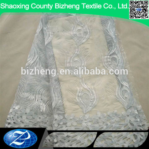 elegant white cord side african net lace fabric