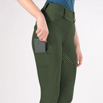 Hot Sale Ladies Full Seat Silicone Equestrian Green Breeches