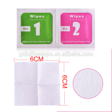 Innovation wet wipes professional mobile phone use 6*6cm dry & wet screen cleaning wipes