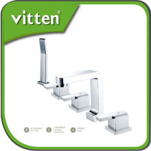 Guangzhou 5 holes deck mounted waterfall bathtub basin wash faucet 12205