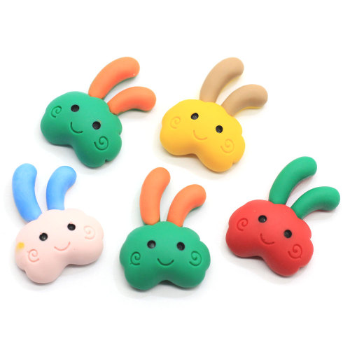 Kawaii Long Ears Rabbit Resin Cabochon Artificial Animal Crafts Charms Girls Hair Clip Ornament Jewelry Store