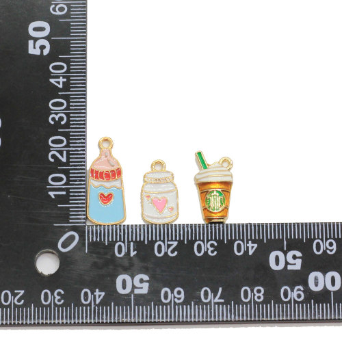 100Pcs/Lot  Drink Bottle Charms Kawaii Enamel Drink Bottle Pendants 3D Enamel Drink Charm Pendants Jewelry Making Findings