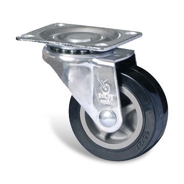 Handcart Caster, Made of Polyurethane Material, Black Color Available