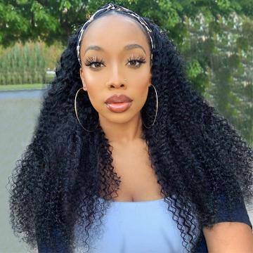 African American Women Curly Headband Wigs Virgin Human Hair Headband Wig