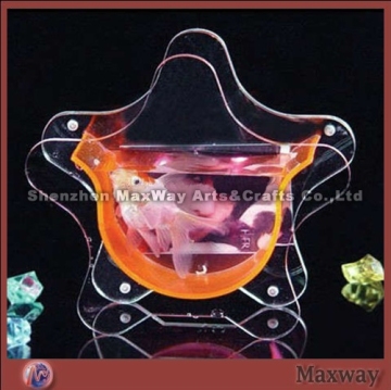 Star-Shaped/Pentagram Clear Tabletop Acrylic Fish Bowl/Fish Jar with Photo Frame