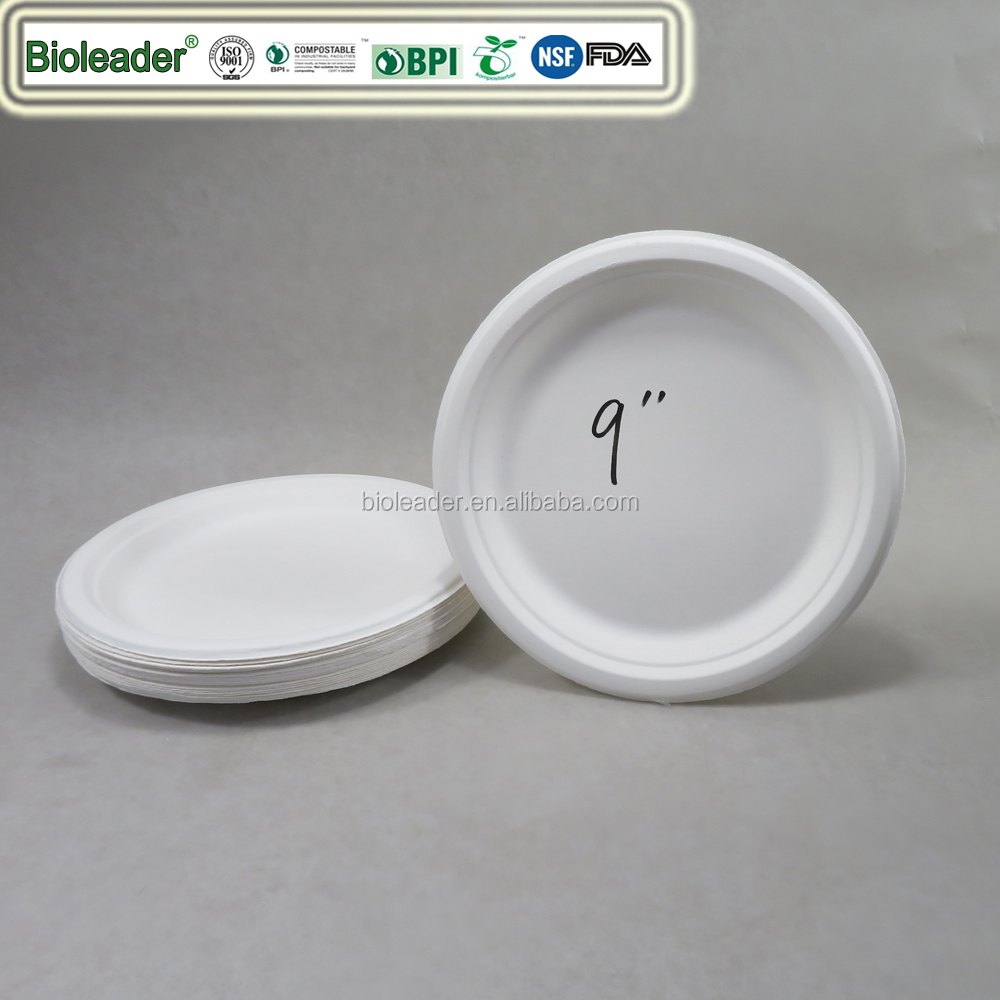 Disposable 3 compartment bagasse paper wheat straw plates