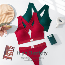 Comfortable Sports Bra and Panty Sets with V Neck Bras and Thongs