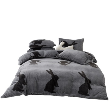 Winter Printing Warm Milky Fleece Bedding Sets