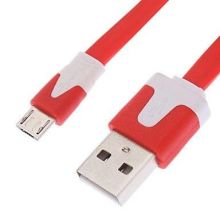 Flat Micro Usb Cell Phone Data Cables , Red Usb Data Sync Charger Cable