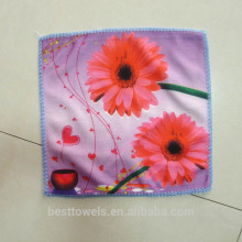 High quality square flower microfiber hand towel