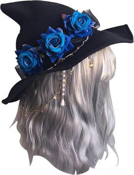 Halloween Witch Hat Head Ornament Headwear with Rose