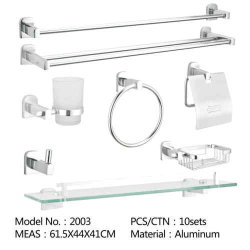 Six Pieces 304 Stainless Steel Square Bathroom Sets Accessories