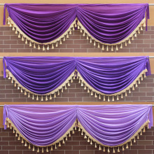 Wholesale Ice Silk Valance Ceiling Drapes with Tassels for Home, Hotel, and Mall Decor
