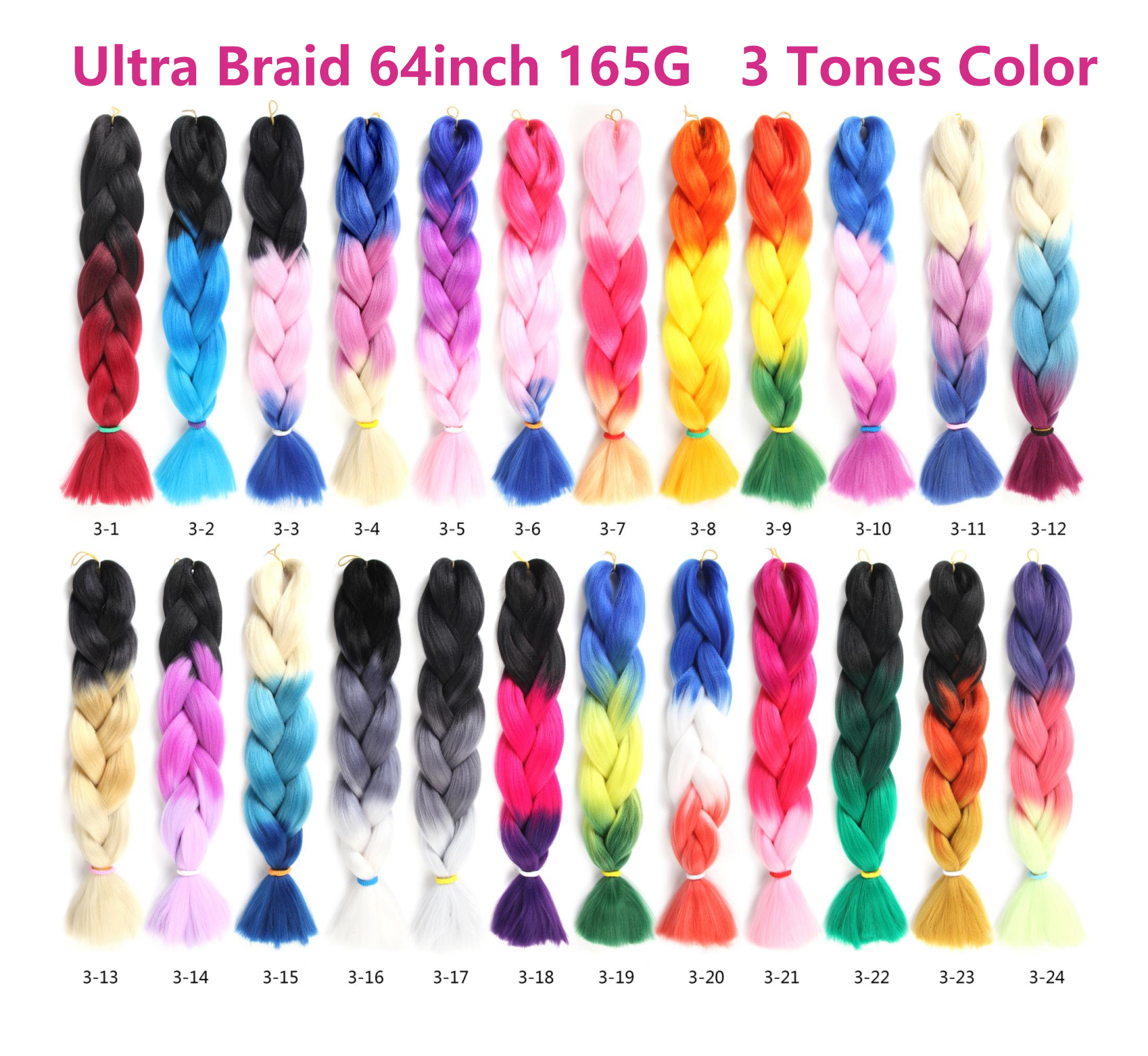 82 24 32 64 inch Packet Synthetic Ombre Fiber X pression Expression Extension Rsa Attachment Hair Braids Synthetic Braiding Hair