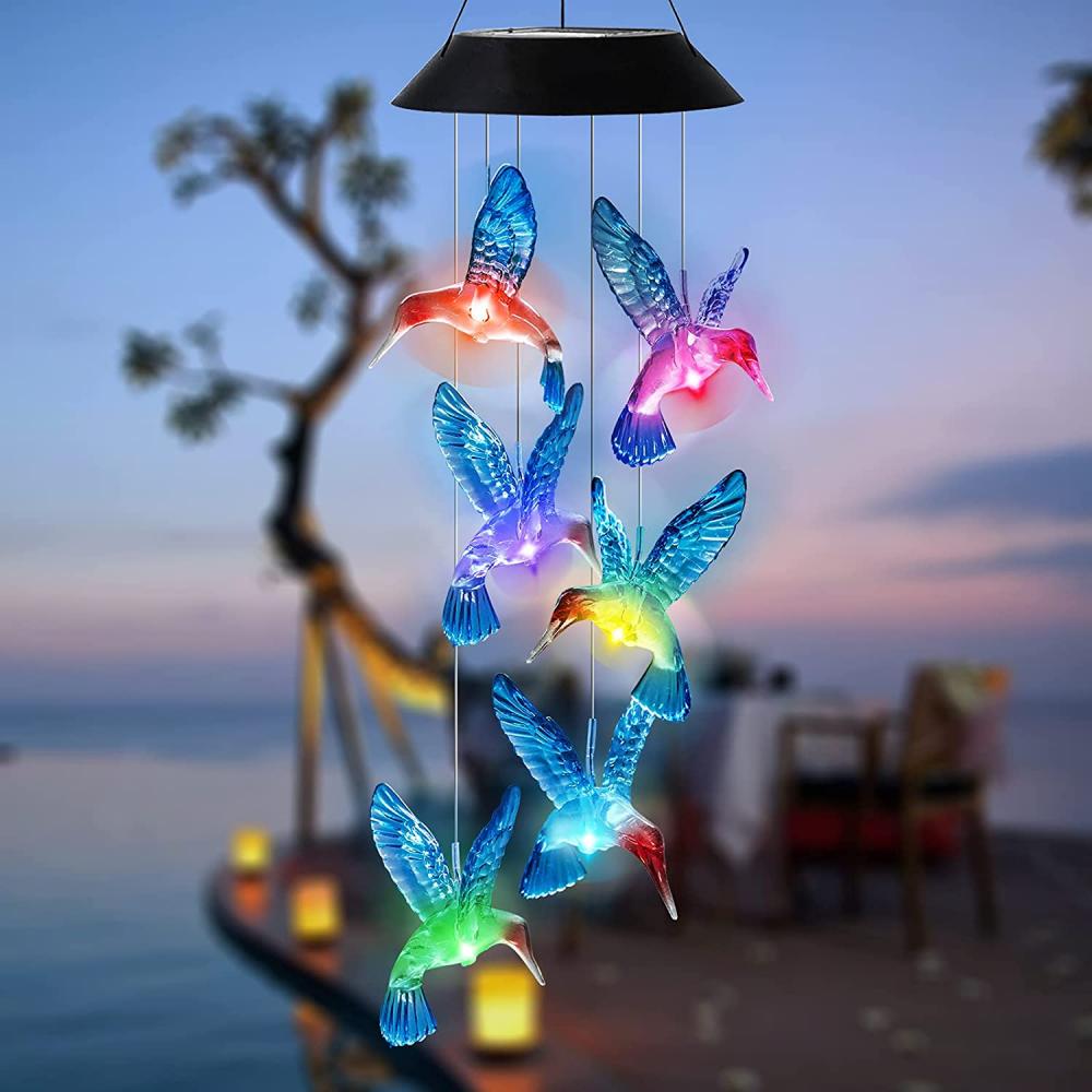 Hummingbird Solar Wind Chimes เปลี่ยนสี