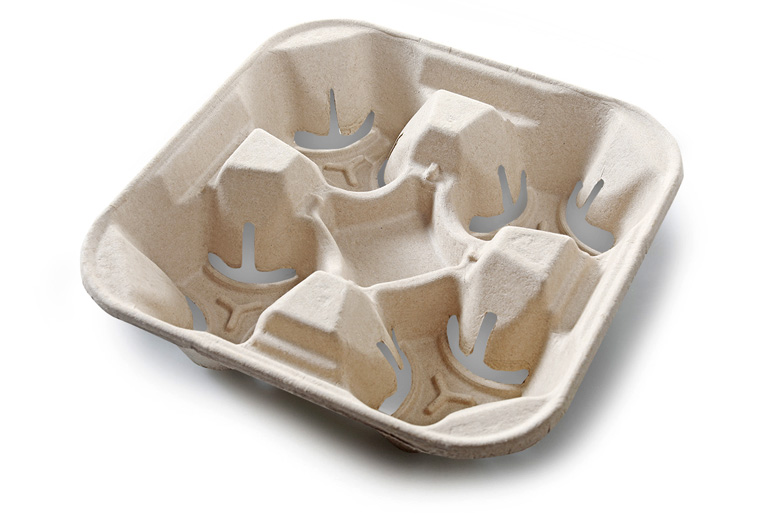Eco-Friendly 4-Cup Holder made from Molded Pulp