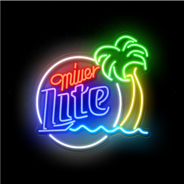 Multi-Color Dimmable Neon Bar Sign for Matt Custom Miller Lite Decor