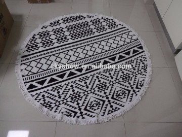 White&Black Printing Circle Beach Towel/Round Beach Towel