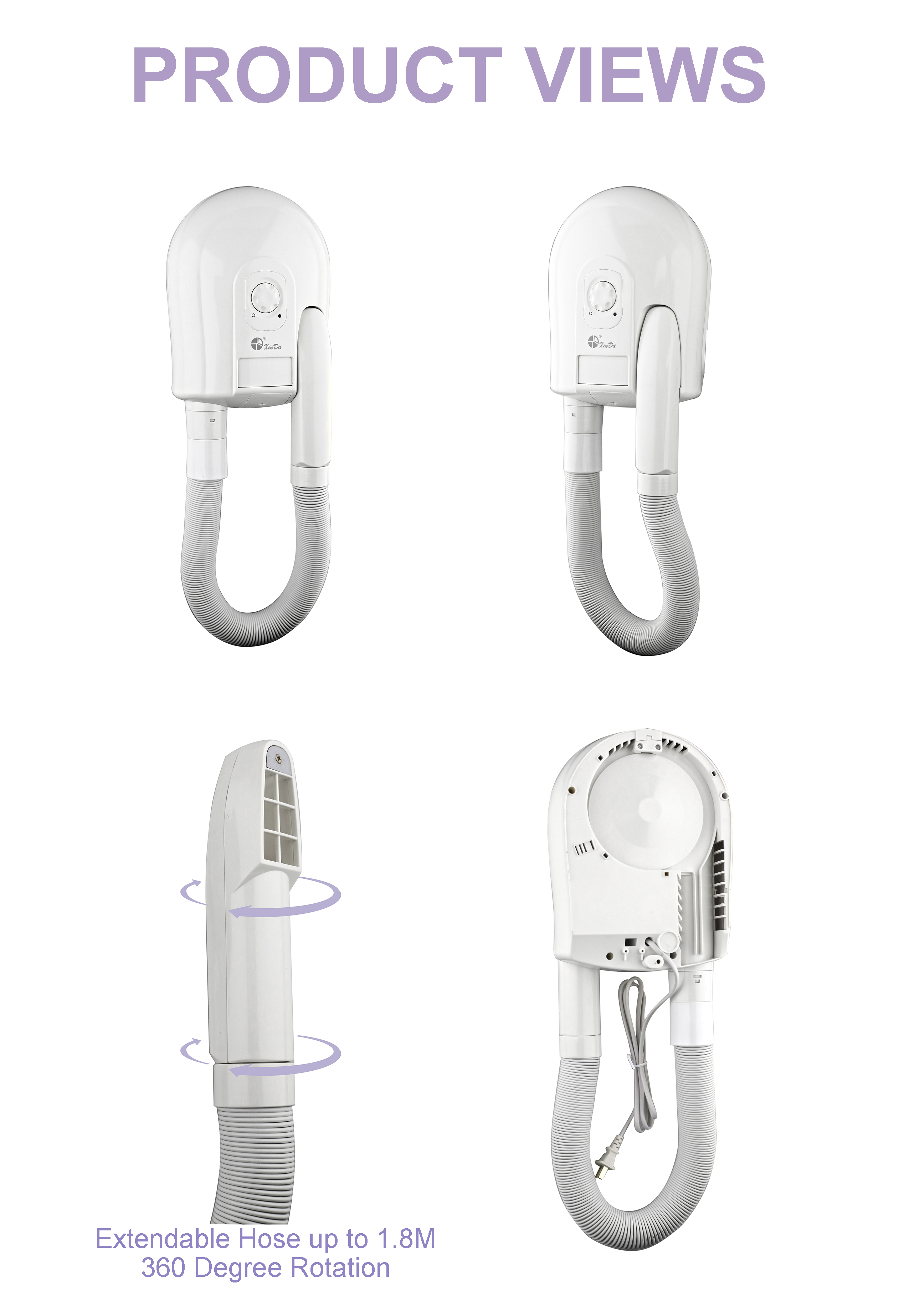 Wand-Fön gegen Diebstahl Wall-mounted anti-theft hair dryer