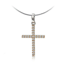 Silver pendant necklace with diamond cross