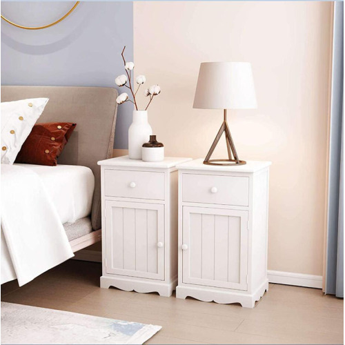 White Nightstand Set Of 2 Wooden Night Stand