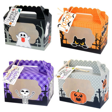 Pumpkin Ghost Gift Bags: Trick or Treat Cookies Box, Halloween Treat Boxes, Bulk Goodies Candy, Portable Boxes with Window