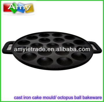 metal type cast iron cake mould, cast iron bakeware with handles