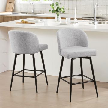 White Swivel Velvet Modern High Chairs & Bar Stools for Kitchen