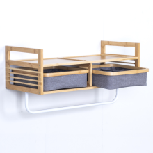 Wall-Mounted Bamboo Towel Rack in Grey