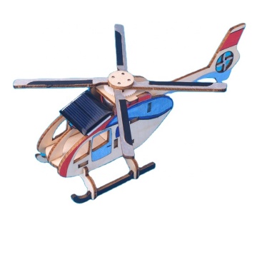 3D Building Puzzles: Science Educational Learning Toy - Wooden DIY Solar Helicopter Handmade Model for Children
