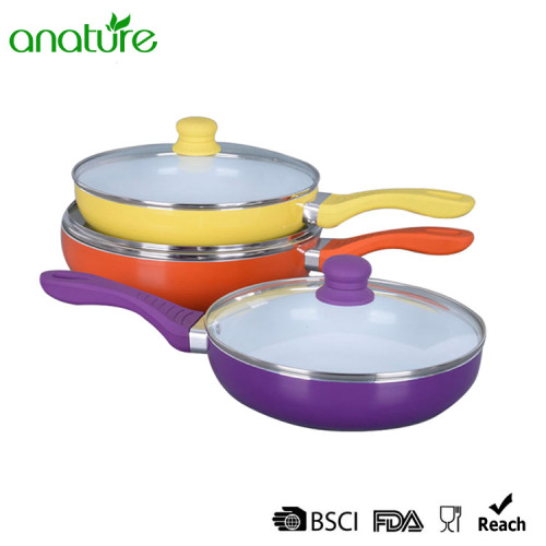 Deep Pressed Aluminum Ceramic Titanium Purple Fry Pan